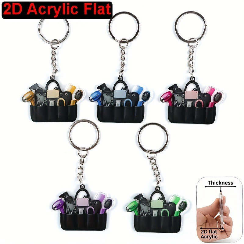 Hair Care Gift - Porte-clés de coiffeur 2D plat, pendentif